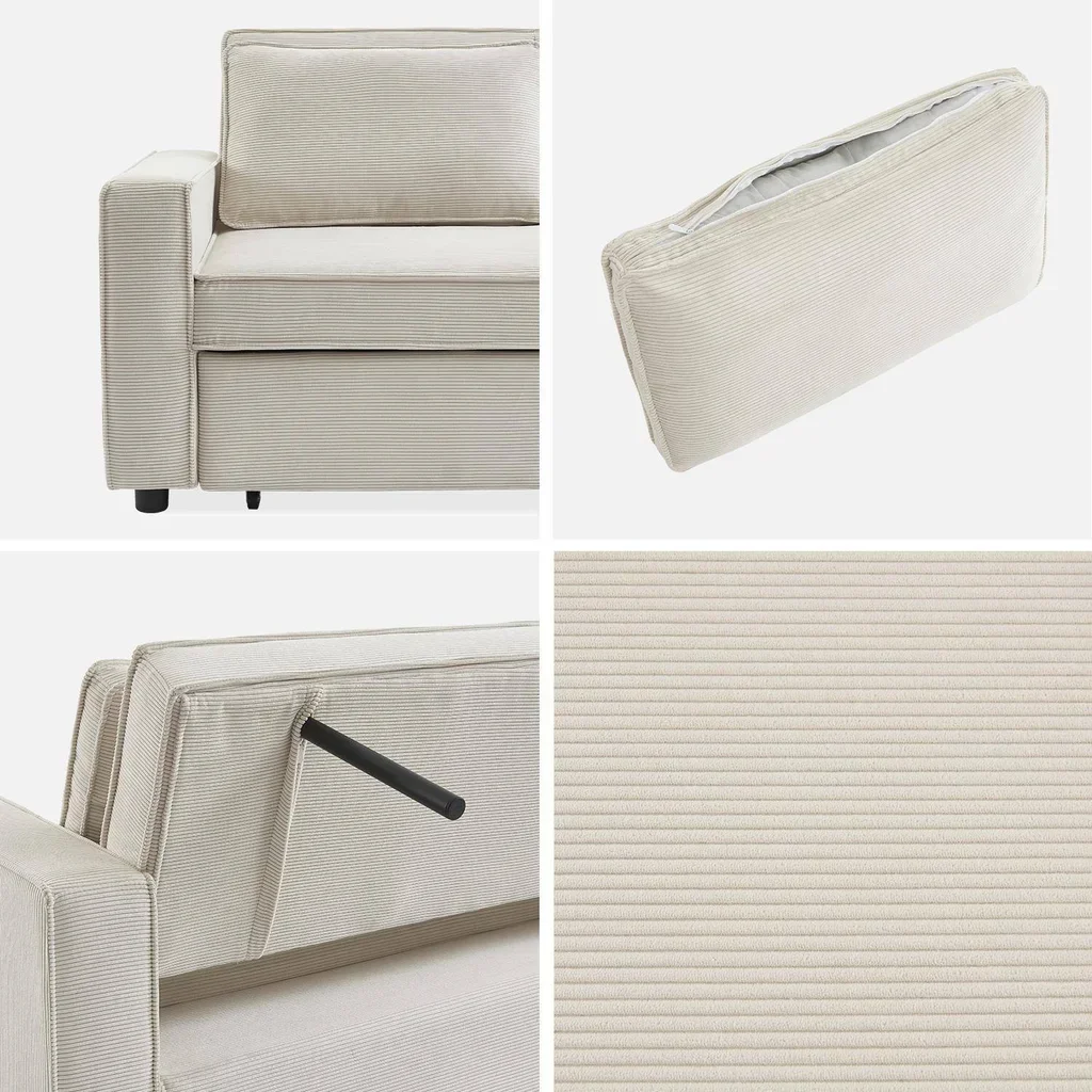 3-Sitzer Cord-Samt Schlafsofa ausklappbar Chill