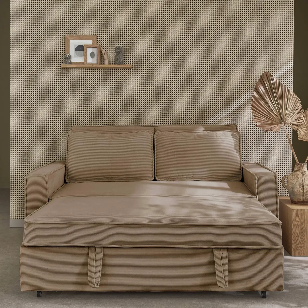3-Sitzer Cord-Samt Schlafsofa ausklappbar Chill