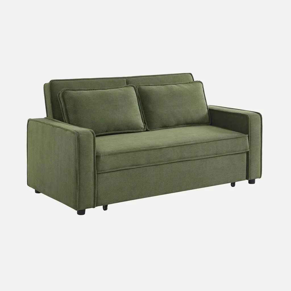 3-Sitzer Cord-Samt Schlafsofa Chill umwandelbar mit ausfahrbaren Füßen