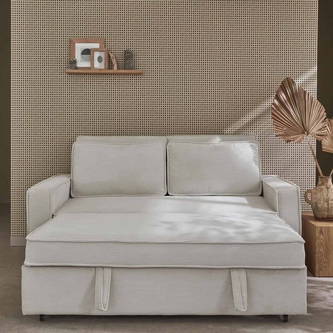 3-Sitzer Cord-Samt Schlafsofa ausklappbar Chill