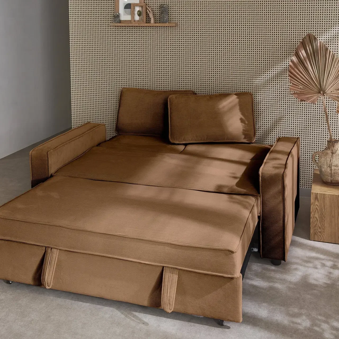 3-Sitzer Cord-Samt Schlafsofa ausklappbar Chill