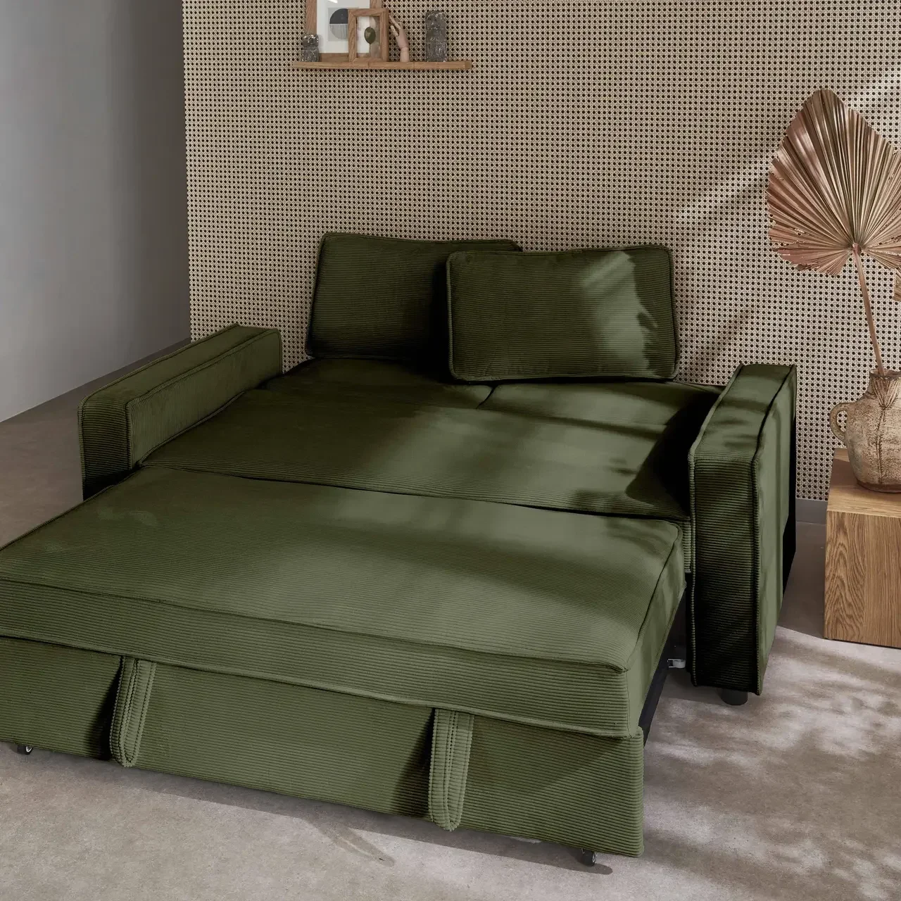 3-Sitzer Cord-Samt Schlafsofa Chill umwandelbar mit ausfahrbaren Füßen