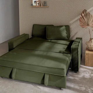 3-Sitzer Cord-Samt Schlafsofa Chill umwandelbar mit ausfahrbaren Füßen