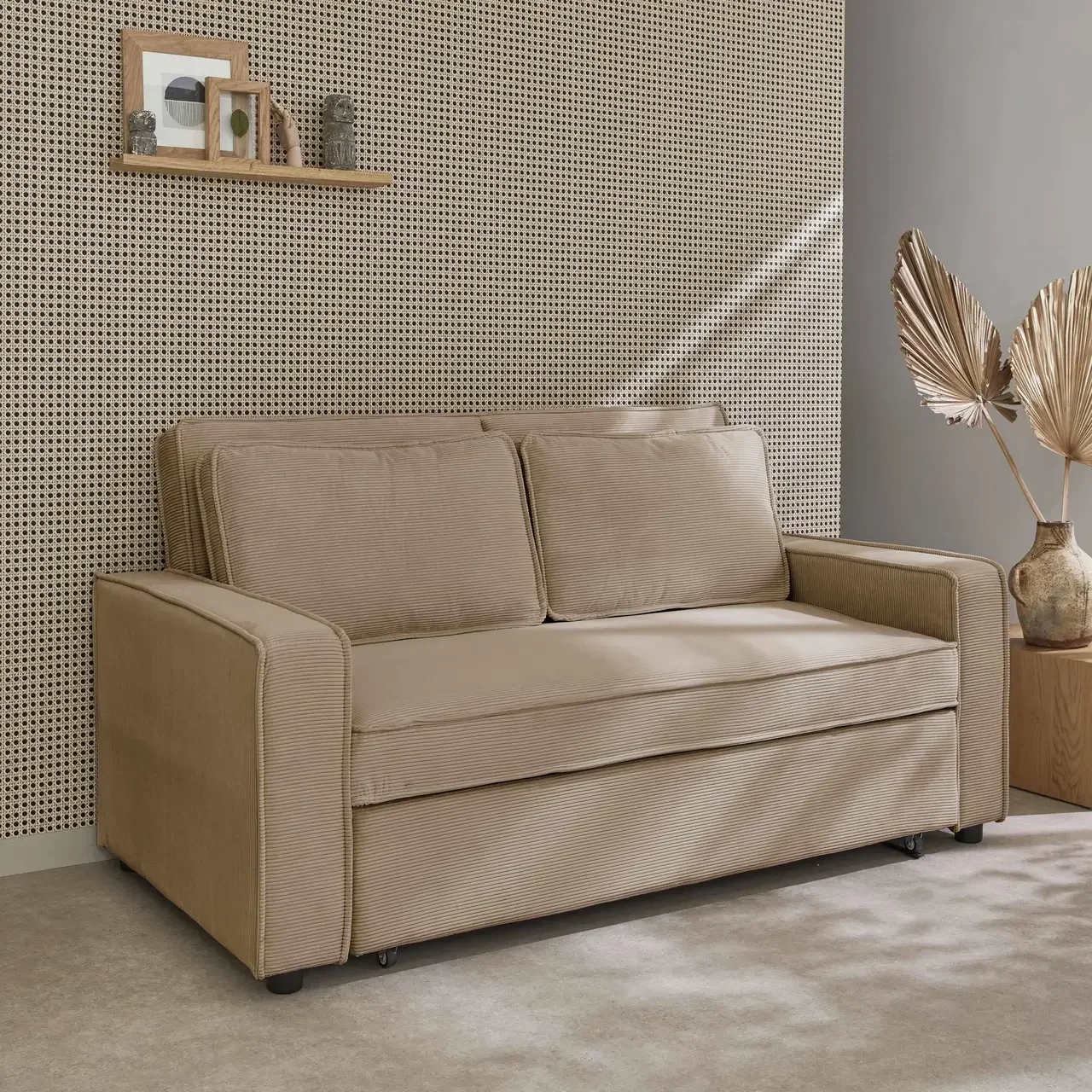 3-Sitzer Cord-Samt Schlafsofa ausklappbar Chill