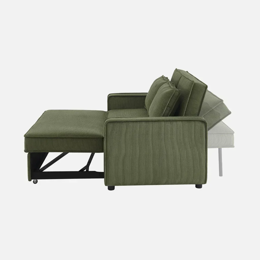 3-Sitzer Cord-Samt Schlafsofa Chill umwandelbar mit ausfahrbaren Füßen