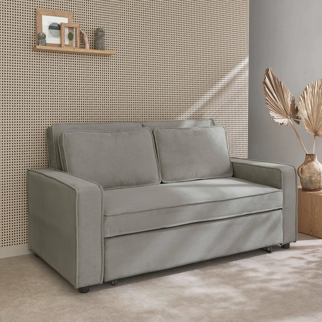 3-Sitzer Cord-Samt Schlafsofa ausklappbar Chill