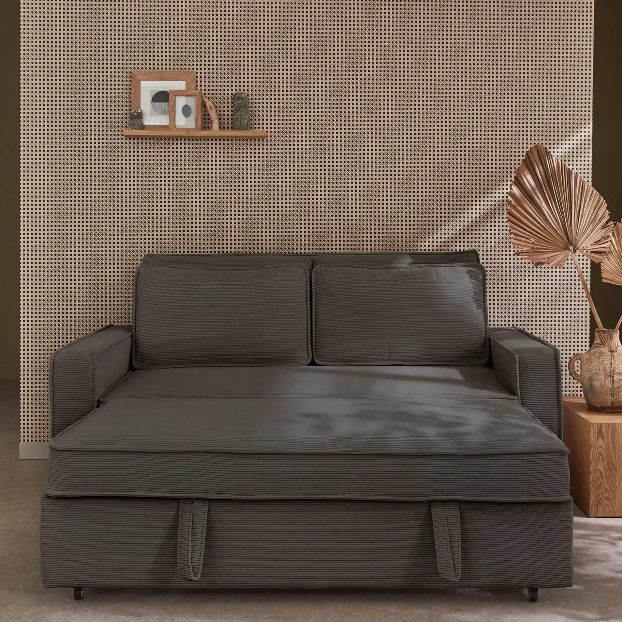 3-Sitzer Cord-Samt Schlafsofa ausklappbar Chill