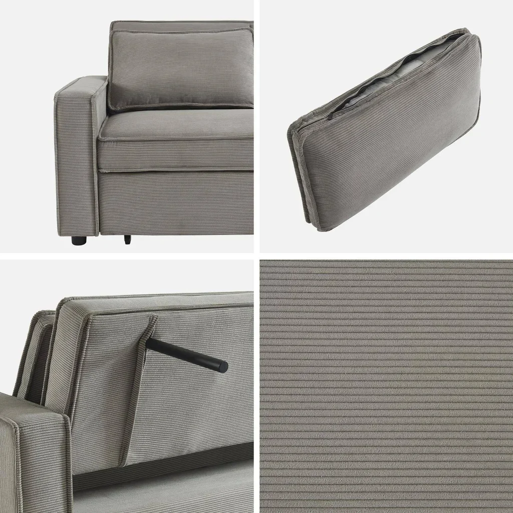 3-Sitzer Cord-Samt Schlafsofa ausklappbar Chill