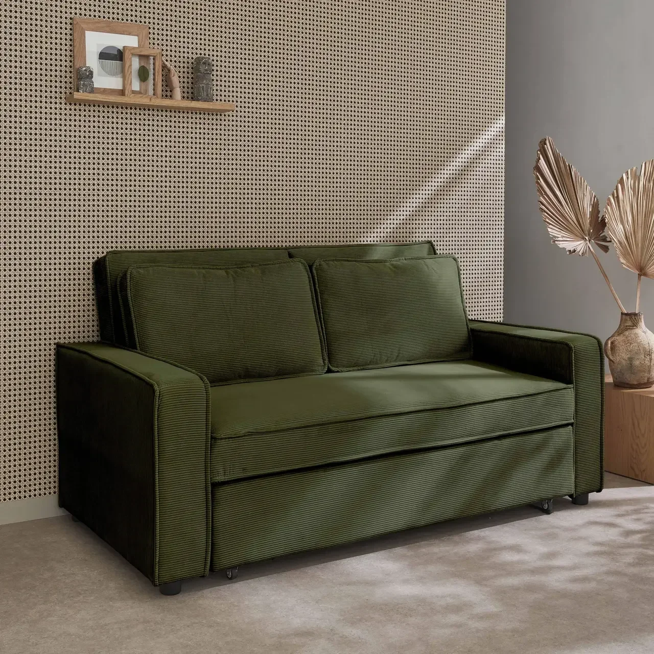 3-Sitzer Cord-Samt Schlafsofa Chill umwandelbar mit ausfahrbaren Füßen