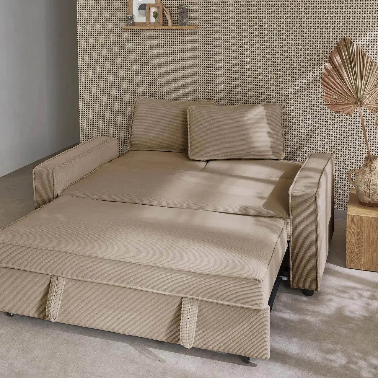 3-Sitzer Cord-Samt Schlafsofa ausklappbar Chill