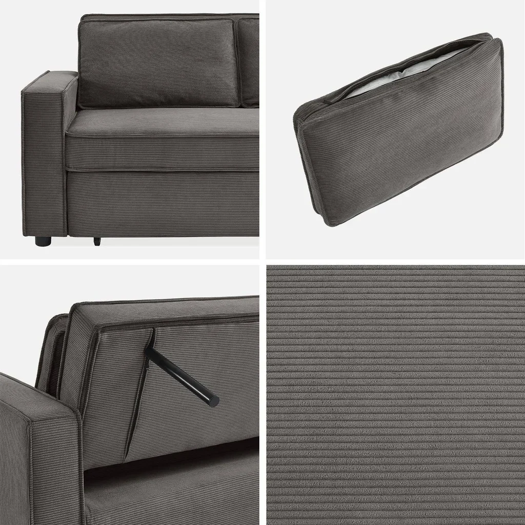 3-Sitzer Cord-Samt Schlafsofa ausklappbar Chill