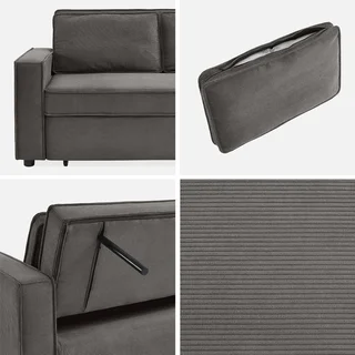 3-Sitzer Cord-Samt Schlafsofa ausklappbar Chill