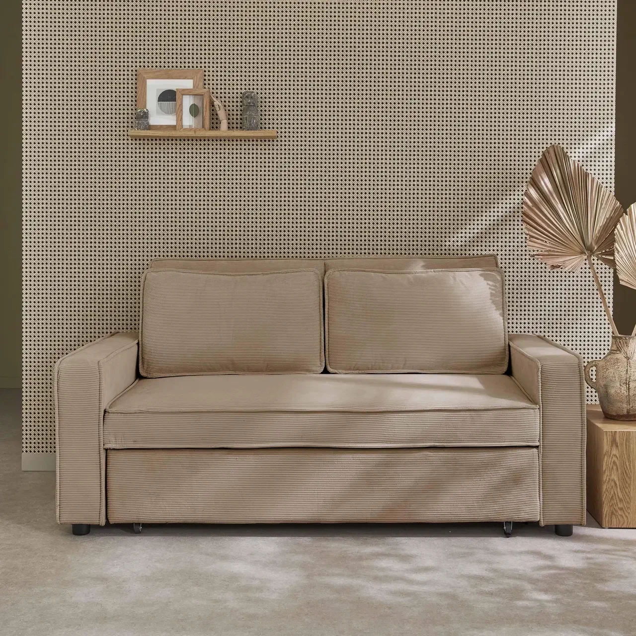 3-Sitzer Cord-Samt Schlafsofa ausklappbar Chill