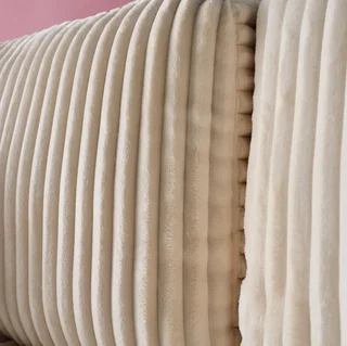 Umkehrbares 3-Sitzer Schlafsofa Creme Cord-Optik Kunstfell IDA mit Bettkasten