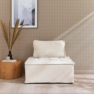 Canapé modulable chauffeuse capitonnée beige Dao 90x90cm