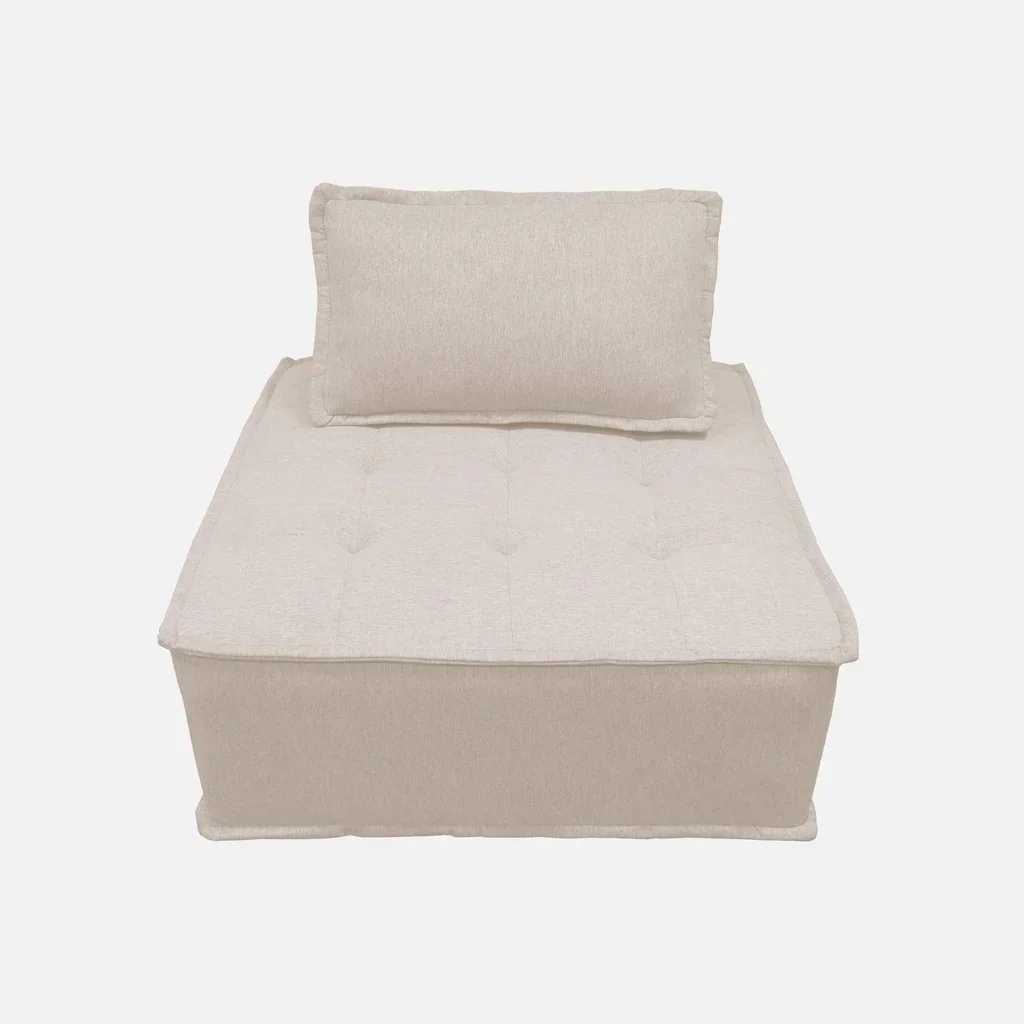 Canapé modulable chauffeuse capitonnée beige Dao 90x90cm