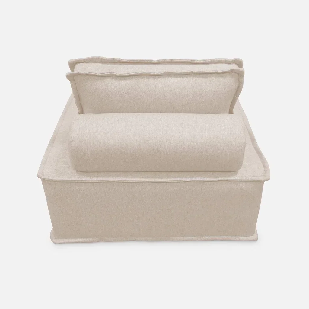 Canapé modulable chauffeuse capitonnée beige Dao 90x90cm