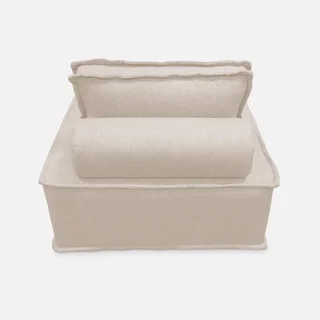 Canapé modulable chauffeuse capitonnée beige Dao 90x90cm