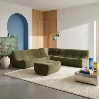 Modulares 7-Sitzer Ecksofa aus Kordsamt mit Hocker Sokol
