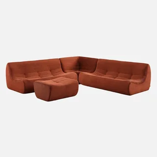 7-Sitzer modulares Cord-Samt Sofa mit Hocker Sokol