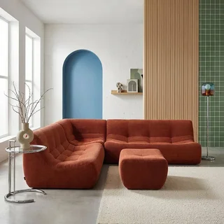 7-Sitzer modulares Cord-Samt Sofa mit Hocker Sokol