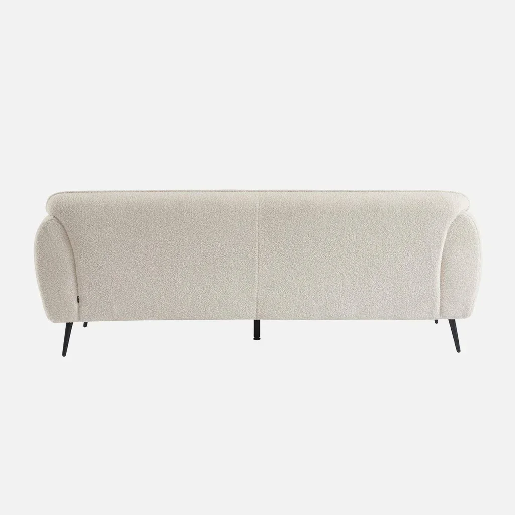 3-Sitzer Bouclé Sofa Cremefarben Schwarze Metallbeine Gemütlich Modernes Design