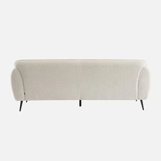 3-Sitzer Bouclé Sofa Cremefarben Schwarze Metallbeine Gemütlich Modernes Design
