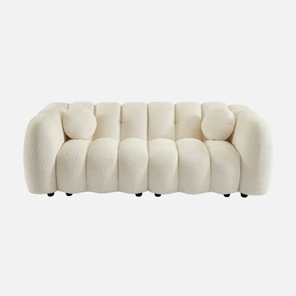 Divano 3 posti conchiglia tessuto bouclé bianco Perla