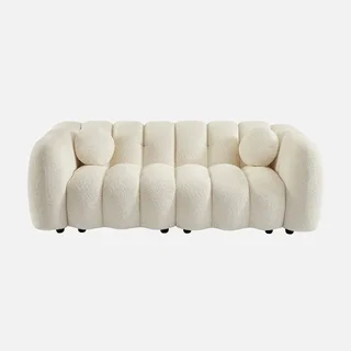 3-seater shell boucle fabric sofa white Perla