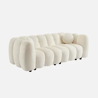 3-seater shell boucle fabric sofa white Perla