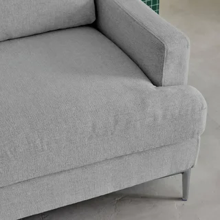Divano Moderno 3 Posti Tessuto Bianco Sporco con Piedini Metallici Cromati