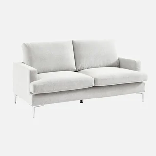 Divano tre posti tessuto bianco sporco design moderno soggiorno elegante