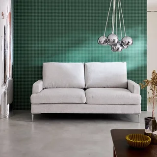 Divano tre posti tessuto bianco sporco design moderno soggiorno elegante