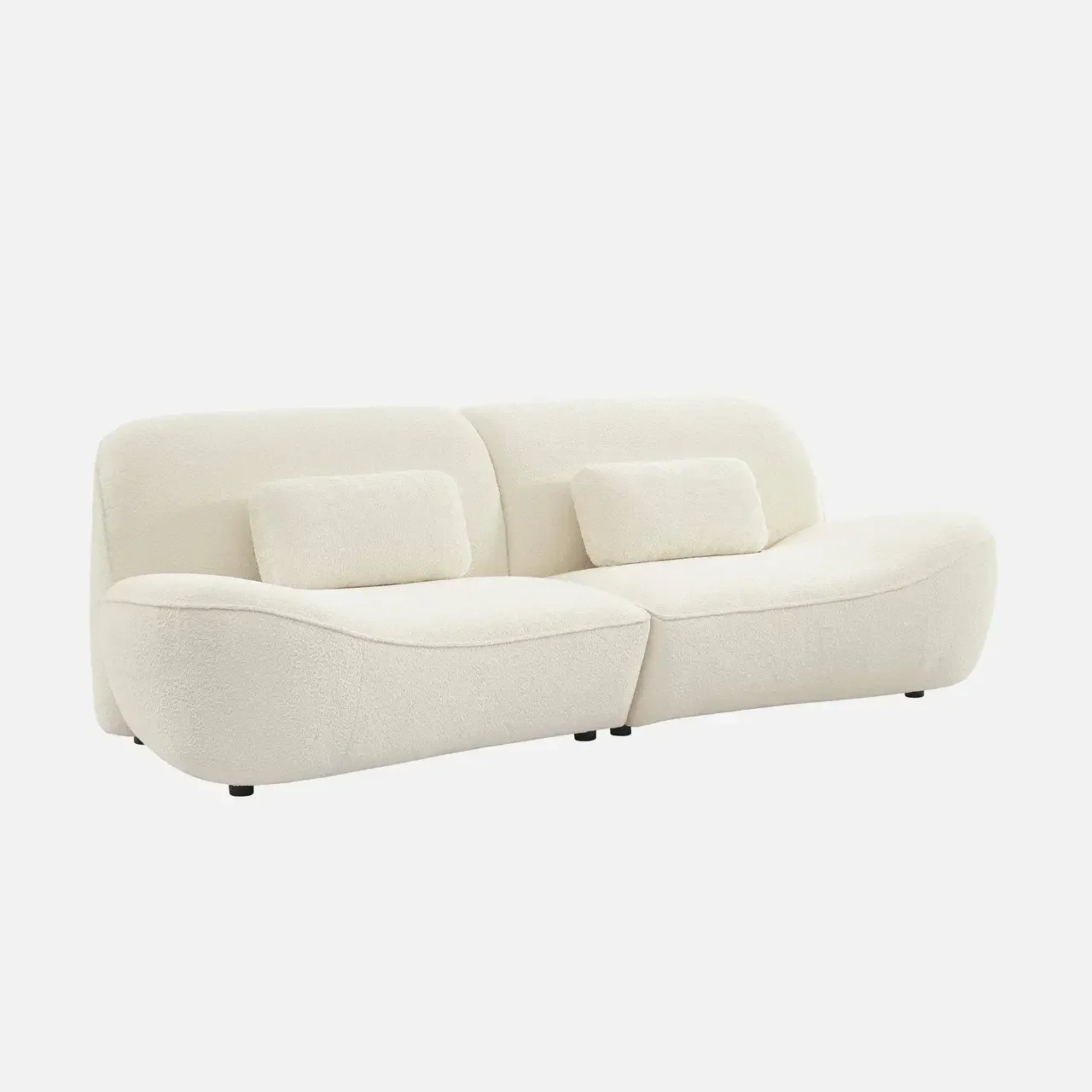 3-Seater Nia Sofa Boucle Fabric Off-White Cream Contemporary Design Eucalyptus Wood
