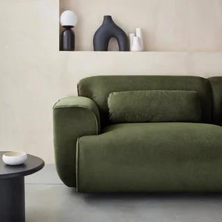 Sofá 3 lugares Wallas veludo canelado greige design contemporâneo