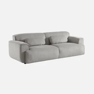 Sofá 3 lugares veludo corduroy greige design minimalista Wallas