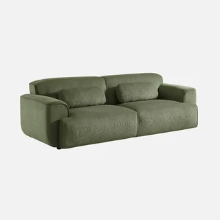 Sofá 3 lugares Wallas veludo canelado greige design contemporâneo