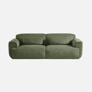 Sofá 3 lugares Wallas veludo canelado greige design contemporâneo