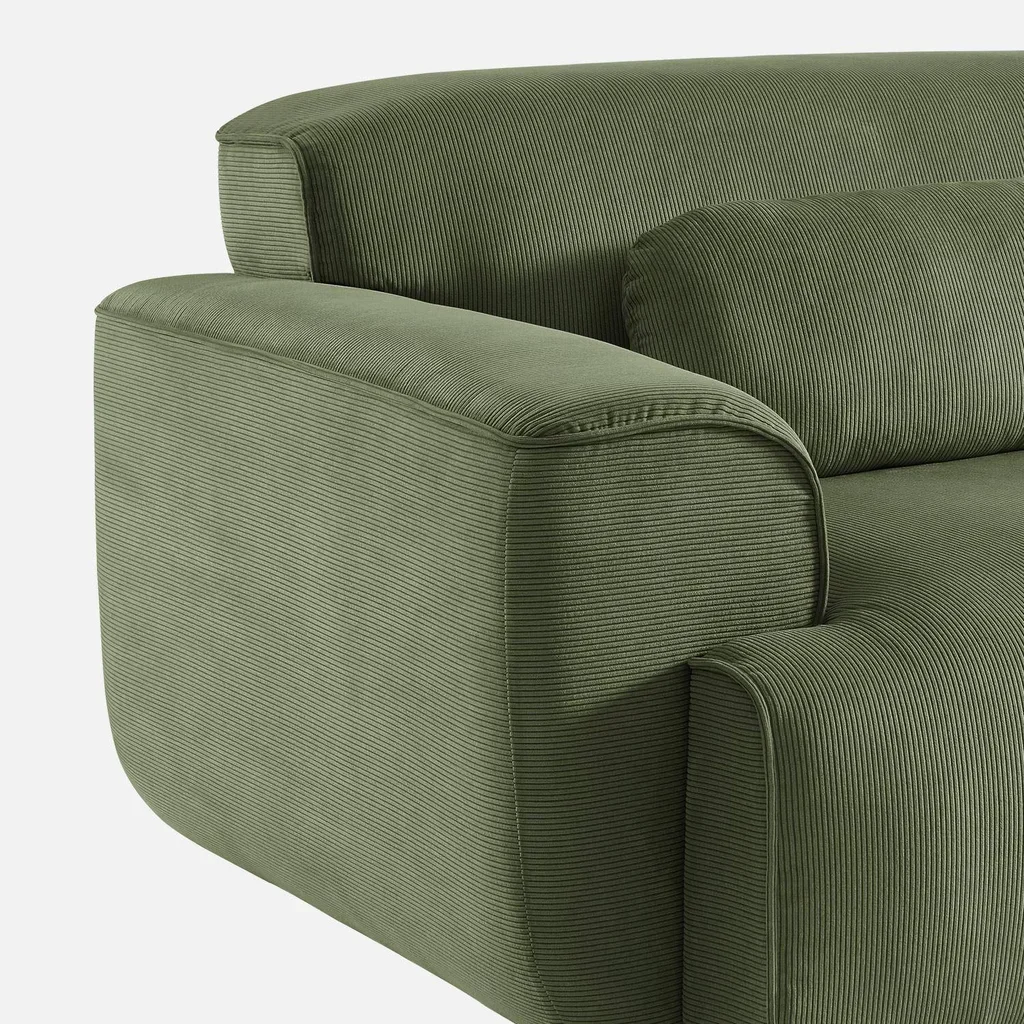 Sofá 3 lugares Wallas veludo canelado greige design contemporâneo