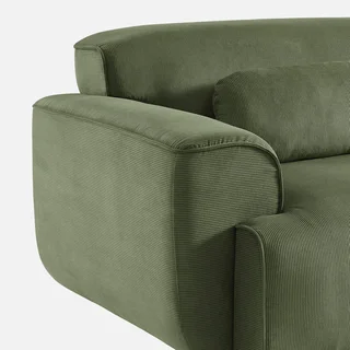 Sofá 3 lugares Wallas veludo canelado greige design contemporâneo