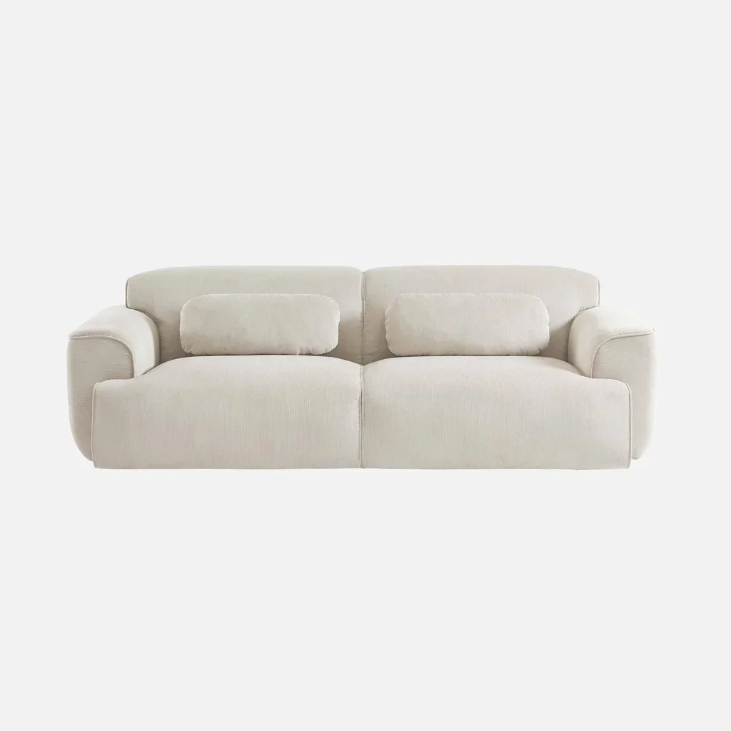Sofá Wallas 3 Lugares Veludo Cotelê Greige Elegante e Confortável