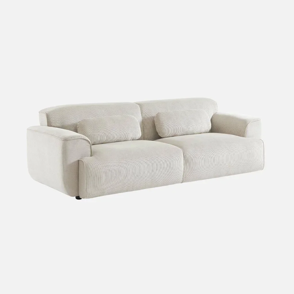 Sofá Wallas 3 Lugares Veludo Cotelê Greige Elegante e Confortável