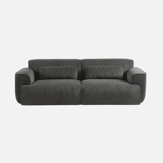 Sofá 3 Lugares Wallas Veludo Cotelê Greige Design Contemporâneo Sala de Estar