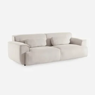 Sofá 3 lugares Wallas veludo canelado greige design contemporâneo