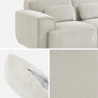 Sofá Wallas 3 Lugares Veludo Cotelê Greige Elegante e Confortável