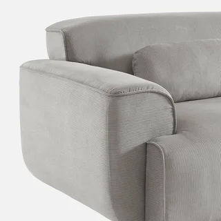 Sofá 3 lugares veludo corduroy greige design minimalista Wallas