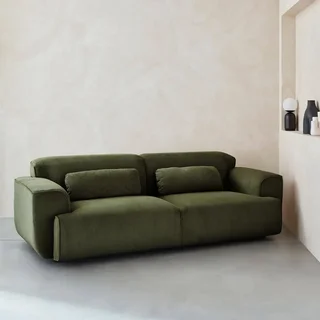 Sofá 3 lugares Wallas veludo canelado greige design contemporâneo