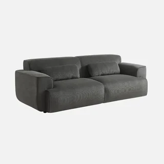 Sofá 3 Lugares Wallas Veludo Cotelê Greige Design Contemporâneo Sala de Estar