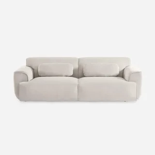 Sofá 3 lugares Wallas veludo canelado greige design contemporâneo