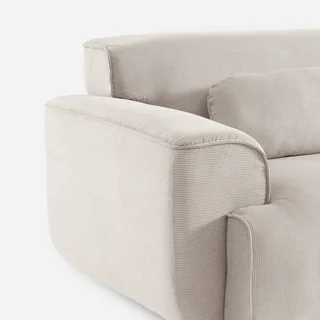 Sofá 3 lugares Wallas veludo canelado greige design contemporâneo